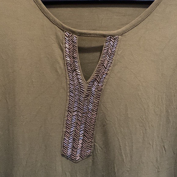 Charming Charlie Womens Olive Green Blouse Large - Picture 2 of 5